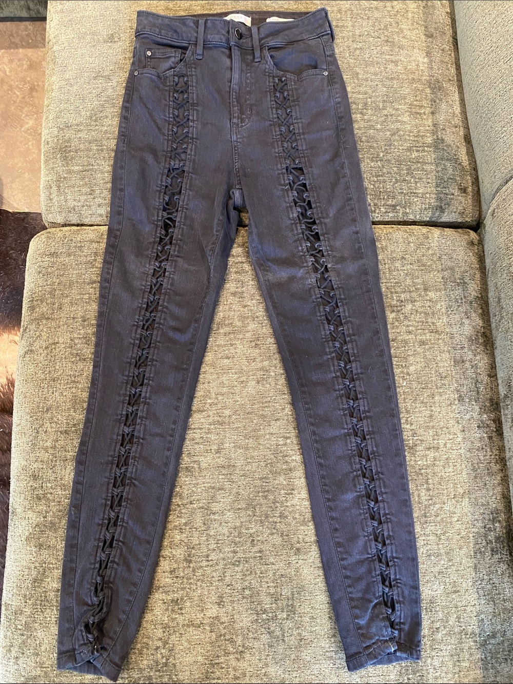 Guess black Lace-Up Skinny Jeans